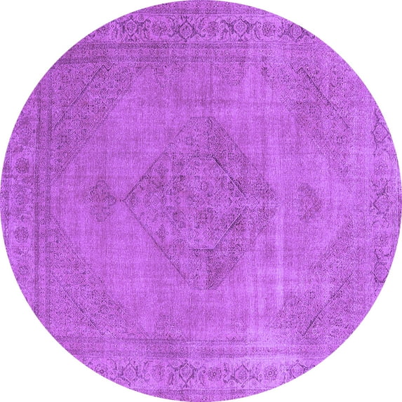 Ahgly Company Indoor Round Oriental Purple Industrial Area Rugs, 7' Round