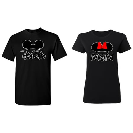 Cartoon Dad - Mom Couple Matching T-shirt Set Valentines Anniversary Christmas Gift Men Small Women (Best Valentines Gifts For Men)