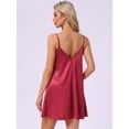 thumbnail image 3 of DARING DIVA Women's Lace Trim Silky Satin Chemise Babydoll Sleep Dress S Red, 3 of 6