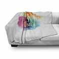thumbnail image 3 of Saying Soft Flannel Fleece Throw Blanket, Enjoy Every Moment Words Framed by Borders on Rainbow Colors Blended Dust Cloud, Cozy Plush for Indoor and Outdoor Use, 50" x 60", Multicolor, by Ambesonne, 3 of 6