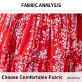 thumbnail image 3 of Vestido floral con tirantes sin mangas para mujer, falda de una línea con borde de oreja de madera de verano, rojo, L, 3 of 7