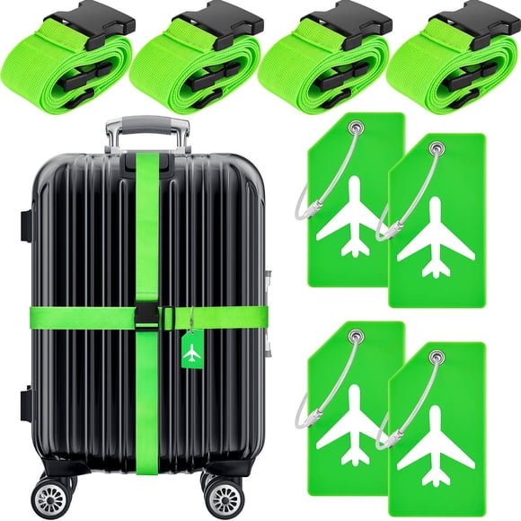 Juego de correas y etiquetas de equipaje Weewooday para la TSA aprobado por la TSA (8 unidades)