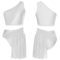 thumbnail image 5 of Aislor Women's Rhinestone Crop Tank Top with Mesh Skirted Briefs Dancewear White S, 5 of 7