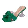 thumbnail image 2 of Princini Womens Block Heel Sandals Green Bow Mules Clear Chunky Heels Slip On Open Toe Dressy Casual Comfortable PU Faux Leather Fashion Shoes,Size 37, 2 of 9