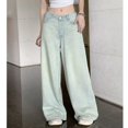 thumbnail image 3 of Pantalones vaqueros holgados de pierna ancha para mujer, Jeans Vintage desgastados, Color claro americano, longitud completa, Y2k, cintura baja, lavados, 3 of 5