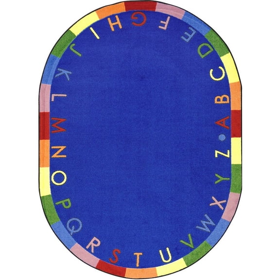 Joy Carpets Kid Essentials Rainbow Alphabet 10'9" x 13'2" Oval Area Rug in Color Primary