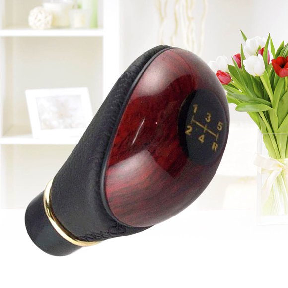 ADDHAT Pomo De Cambio Para En Cuero Artificial Y Madera De Durazno Elegante Y Fácil Instalación