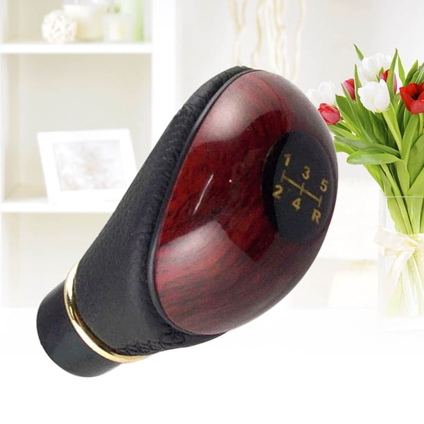 ADDHAT Pomo De Cambio Para En Cuero Artificial Y Madera De Durazno Elegante Y Fácil Instalación