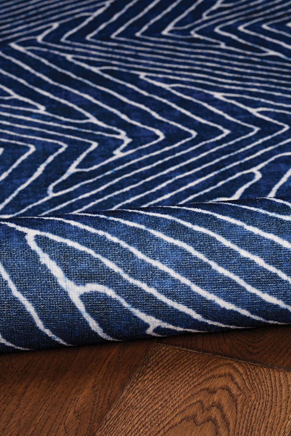 Tapis d'appoint lavable Fuller 3 pi x 5 pi bleu et ivoire