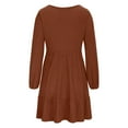 thumbnail image 5 of Einccm Women's Casual A-Line V Neck Long Sleeve Brushed Knit Dress for Spring and Fall Everyday Wear, 5 of 7