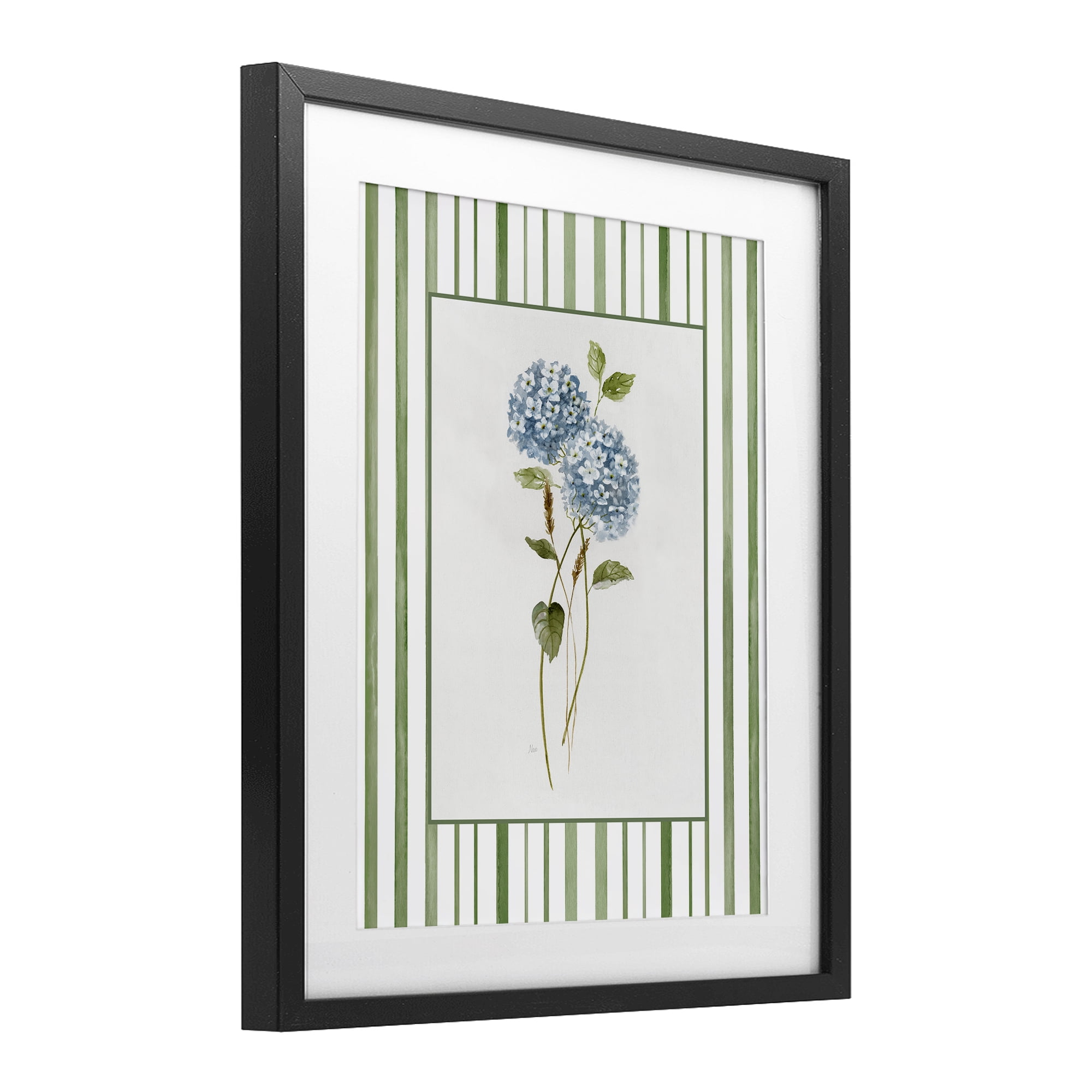 Stupell Industries Delicate Hydrangea & Dried Wheat Black Framed Print Under Glass, design by Nan