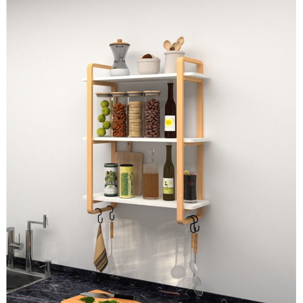 3Tier Wooden Open Bookcase,Free Standing Storage Rack with Top Edge