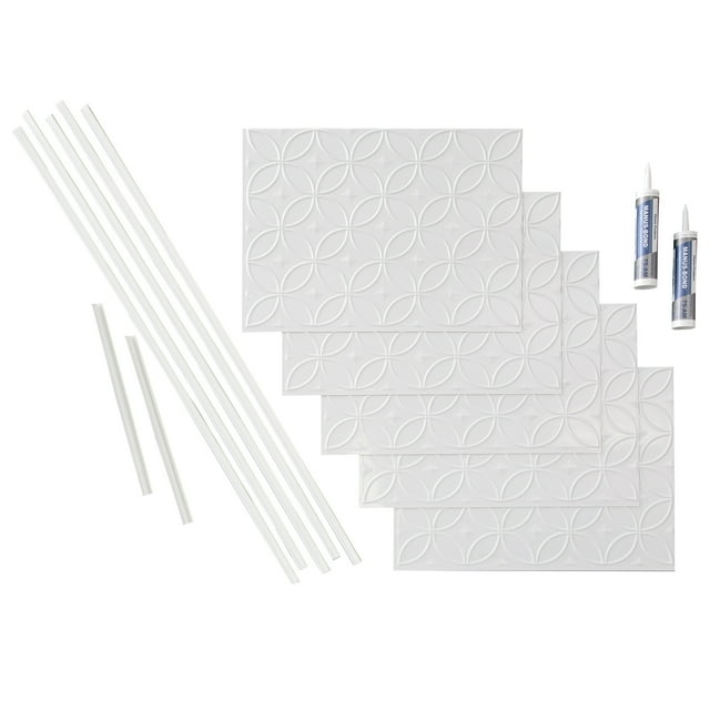 FASÄDE Rings Decorative Vinyl Backsplash 15 sq ft Kit in Matte White