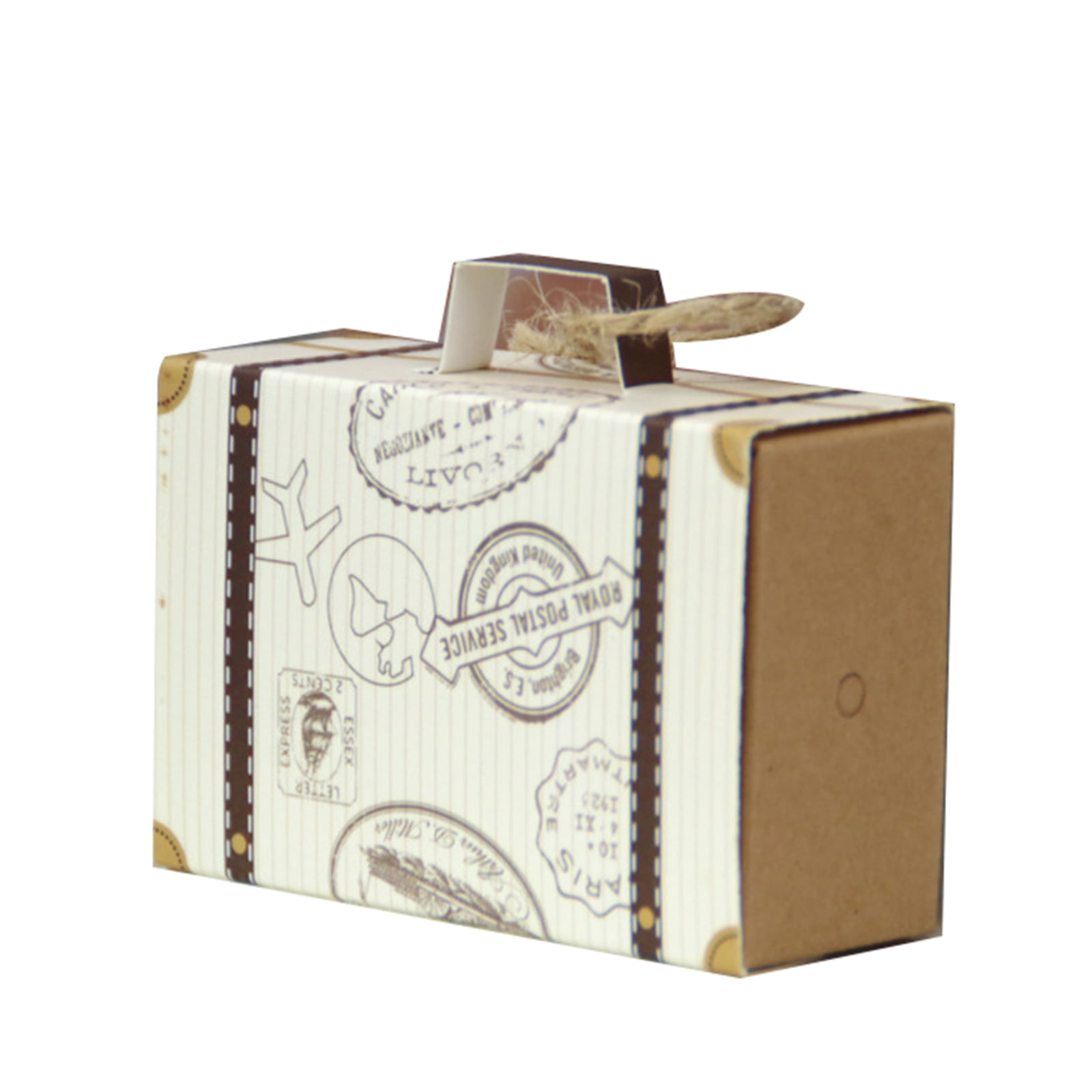 50pcs Mini Suitcase Favor Box Party Favor Candy Box Vintage Kraft Paper NEW