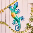 thumbnail image 2 of LuxenHome 24-Inch Blue Gecko Lizard Metal and Glass Outdoor Wall Decor, 2 of 8