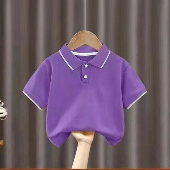 YUNAFFT Boys Shirt Summer Casual Solid Color Short Sleeve Cotton Turn-Down Collar Shirt 2-12Y