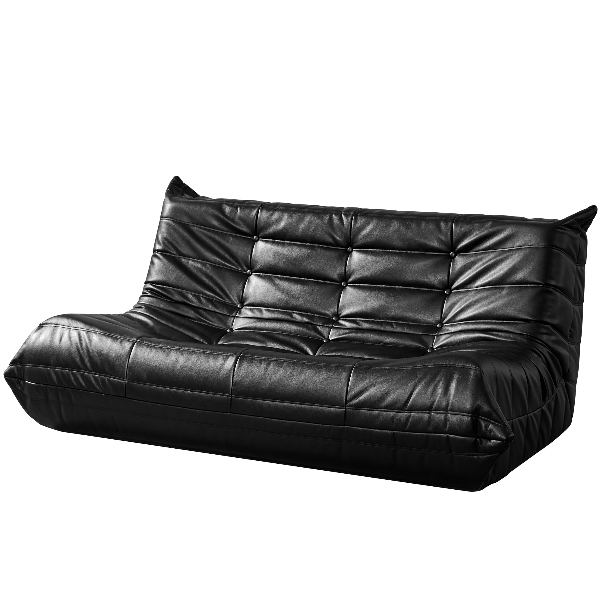 Hobestluk Bean Bag Chair Giant Bean Bag Sofa 3 Seater Bean Bag Chairs for Adults, Loveseat Floor Chair, Leather Bean Bag Chairs for Living Room Bedroom Office (Black, 3-Seater)