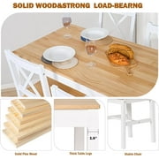 Soges 4-Person Dining Table Set 5 Pieces, Wood Kitchen Table Set with 4 Chairs for Kitchen Dining Room Restaurant, White&Oak