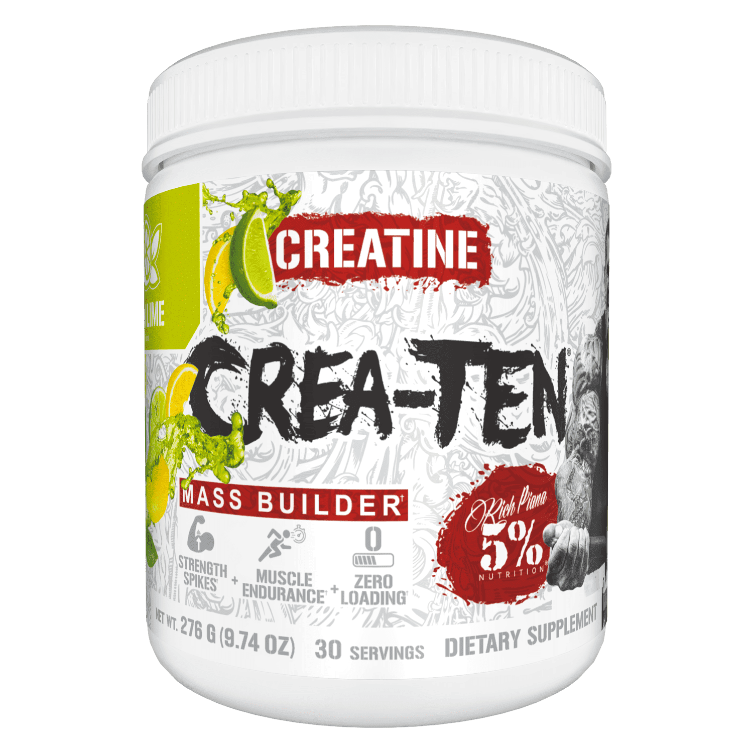 5% Nutrition Crea-TEN Creatine Powder Supplement for Muscle Endurance and Recovery (Lemon Lime)