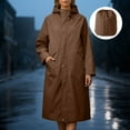thumbnail image 2 of Womens Long Raincoats Rain Jacket Waterproof Packable Hooded Windbreaker Coffee XL, 2 of 7