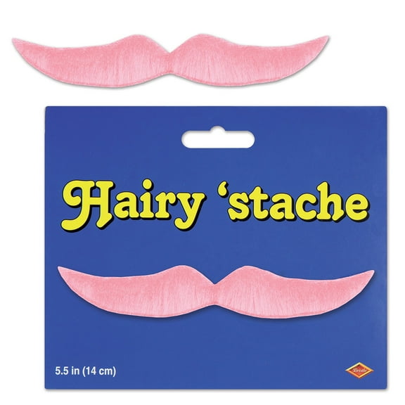 Beistle Pack of 12 Pink Hairy Mustache Costume Accessories 5.5"