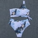 thumbnail image 3 of Dos piezas traje de baño vendaje un hombro alta cintura Pantalones cortos mujeres elegante para las verano azul tie Dye S, 3 of 5