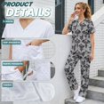 thumbnail image 5 of Yspwyqan Women's Scrub Set, Halloween Skull Medical Scrubs Top and Pants 2 Piece, V-Neck Short Sleeve Soft Holiday Shirts Stretchy with Pockets for Veterinary Pet Grooming, Size 2XL, 5 of 7