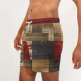 thumbnail image 5 of Luxalzxs Mens Shorts Summer Casual Beach Shorts Lightweight Elastic Waist Drawstring Board Shorts Patch Plaid Print Swim Shorts, 5 of 6