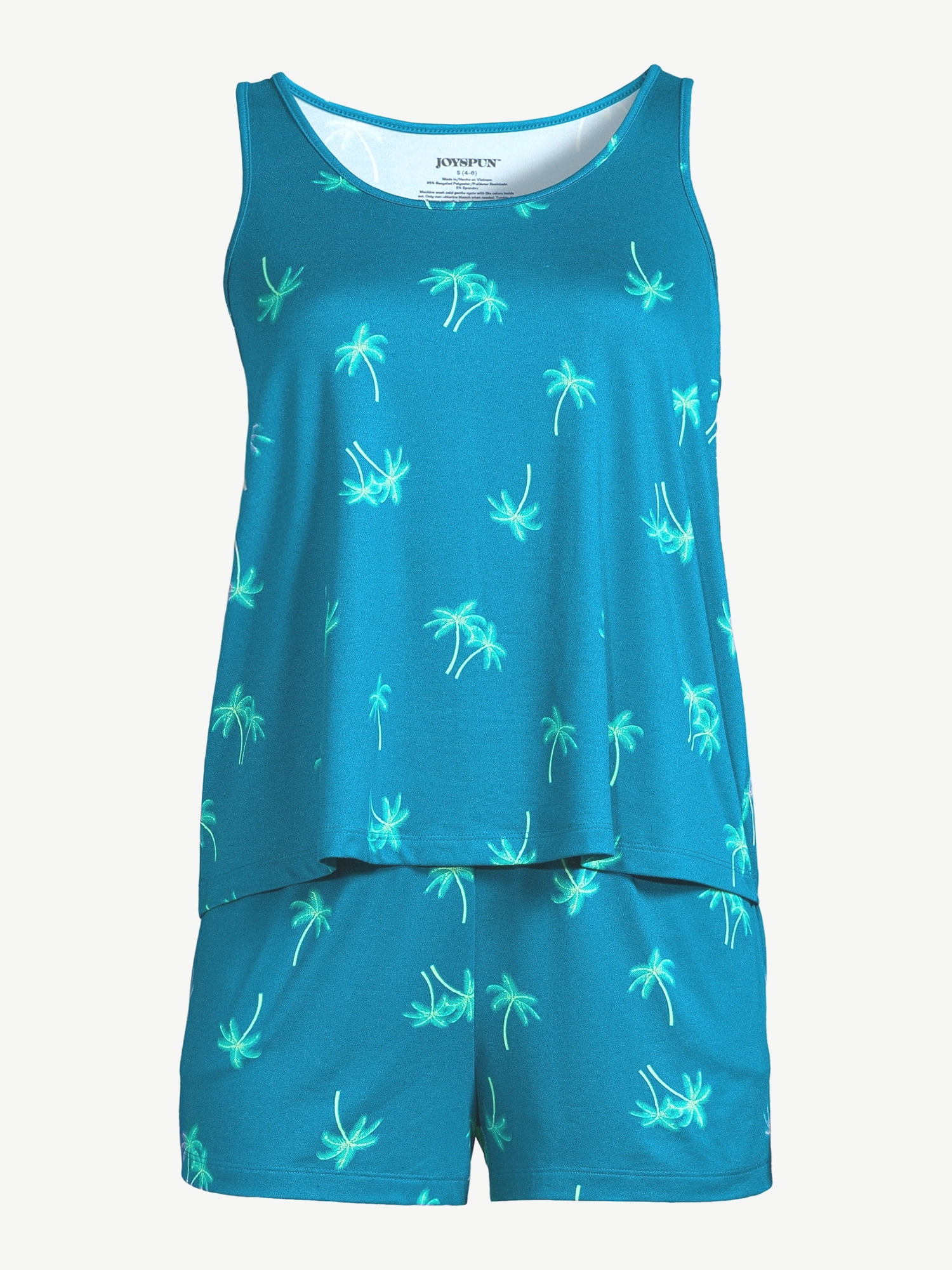 Joyspun Women's Print Tank Top and Shorts Pajama Set, 2-Piece, Sizes S to 3X