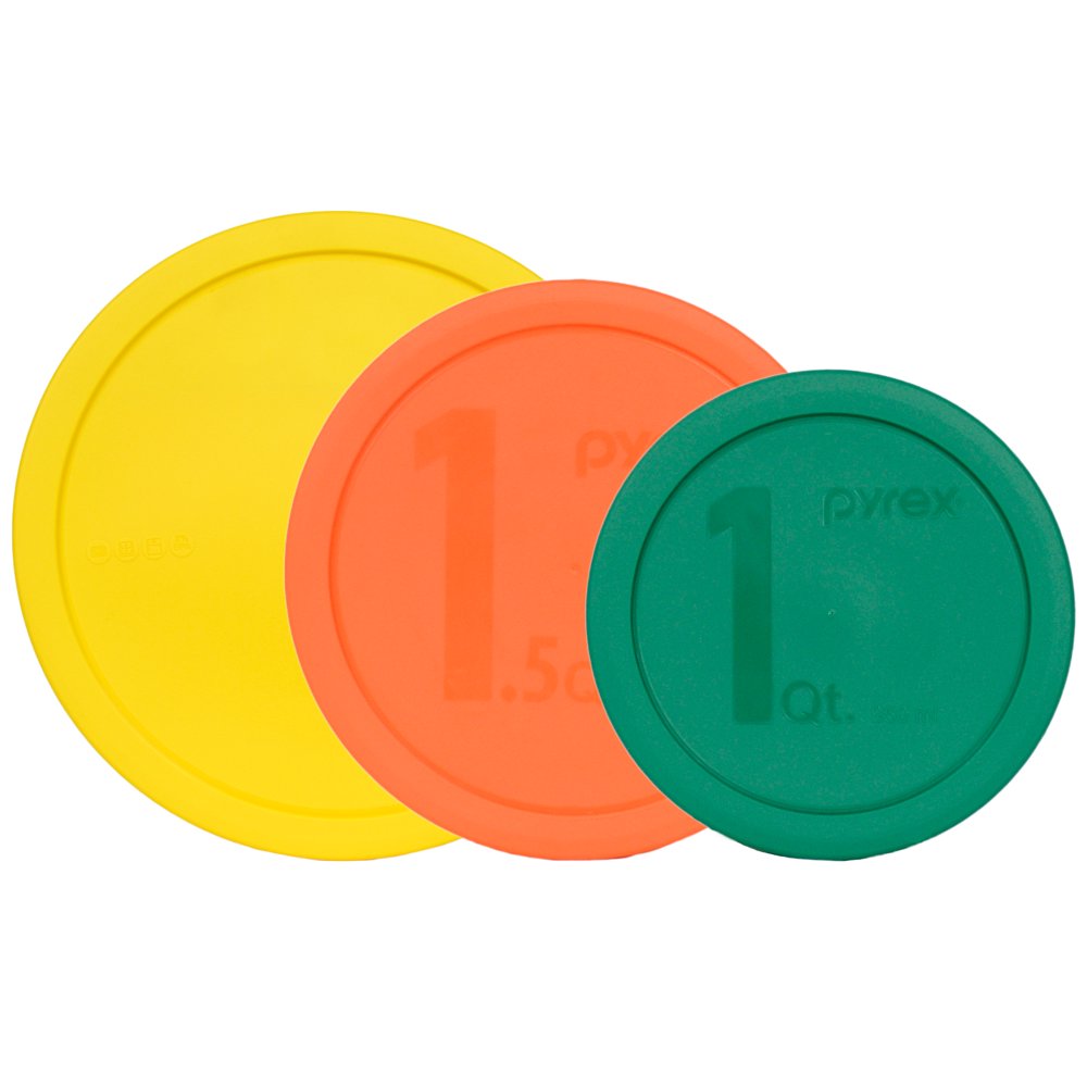 Pyrex Replacement Lids (1) 325PC 2.5Qt Yellow, (1) 323PC 1.5Qt