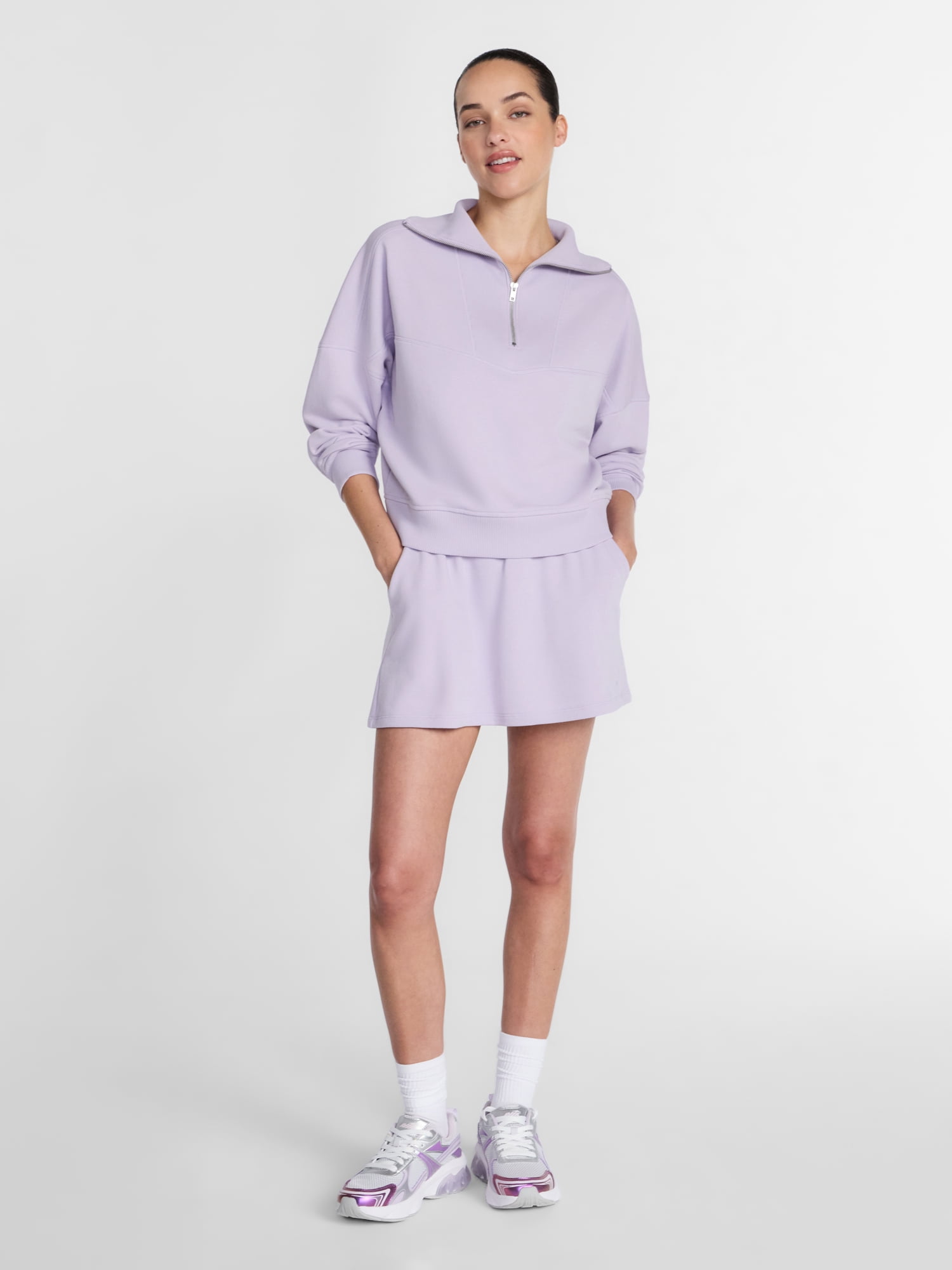Athletic Works Women's and Women's Plus Quarter-Zip Sweatshirt, Midweight, Size XS-4X