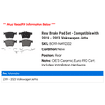 thumbnail image 2 of Rear Brake Pad Set - Compatible with 2019 - 2023 Volkswagen Jetta 2020 2021 2022, 2 of 2