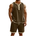 thumbnail image 2 of Favoffer Men 2 Piece Outfits Mens Short Sets Summer Casual Sleeveless Tops Elastic Waist Shorts Beach Vacation Travel, 2 of 8