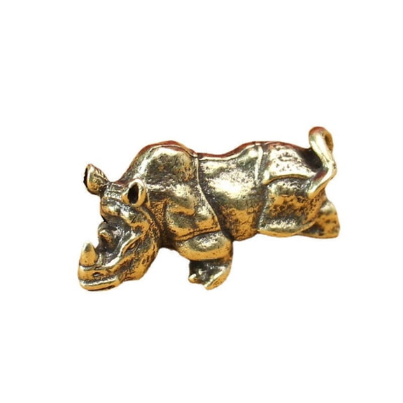 Rhinoceros Antique Retro Solid Brass Ornaments Metal Artware Animal Figurines