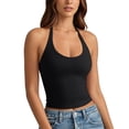 thumbnail image 4 of Women's Slim Fit Halter Tank Top, Solid Color Sleeveless Camisole, Casual Summer Layering Cami, 4 of 6