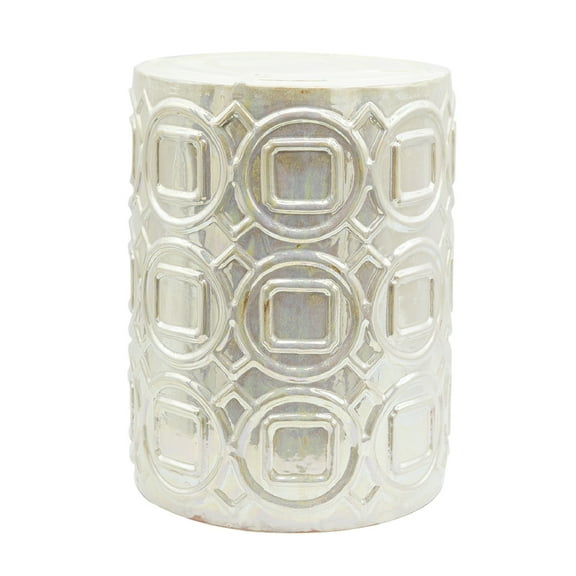 A&B Home Shelby Iridescent Glaze Ceramic Garden Stool - 14"Dia. x 19.5" - Cream
