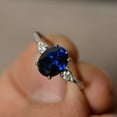 thumbnail image 3 of Oval Cut Blue Sapphire Gemstone Ring 925 Sterling Silver Ring For Women Wedding Jewellery, 3 of 4