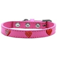 thumbnail image 1 of Red Glitter Heart Widget Dog Collar Bright Pink Size 14, 1 of 1