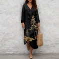 thumbnail image 4 of DISNIMO Tree Printed Linen-Like Womens Summer Maxi Dress 3/4 Sleeve Casual Loose Midi Dress Long V Neck Dresses Fashion Spring Midi Maxi Dresses, XL, 4 of 6