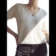 thumbnail image 3 of Suéter de Corta para Mujer, Cuello en V, Camiseta Básica de Punto, Jersey Informal de Negocios L, 3 of 8