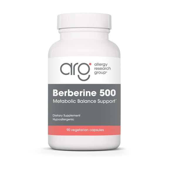 Allergy Research Group Berberine 500mg Supplement - Multi-Faceted Metabolic Support, Supports Healthy Cholesterol, Indian Barberry Root, Hypoallergenic, Vegetarian Capsules - 90 Count