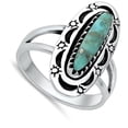 thumbnail image 4 of Sun Moon Chunk Simulated Turquoise Ring .925 Sterling Silver Band Blue Cubic Zirconia Female Size 12, 4 of 4