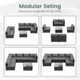thumbnail image 3 of POTEBAN 7 Pieces Patio Conversation Set, Outdoor Black PE Wicker Sectional Sofa for Backyard Garden, Grey, 3 of 9