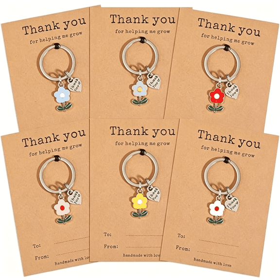 DESIGNICE Teacher Appreciation Keychain,Thank You for Helping Me Grow Keychain
