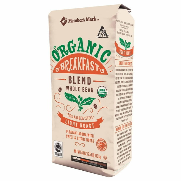 Organic Breakfast Blend Whole Bean Coffee (40 oz.)
