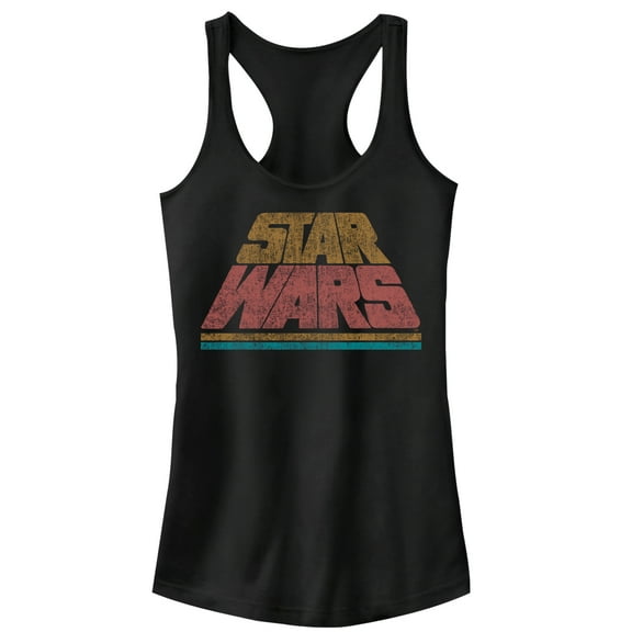 Junior's Star Wars Logo Retro Title Crawl Racerback Tank Top Black X Large
