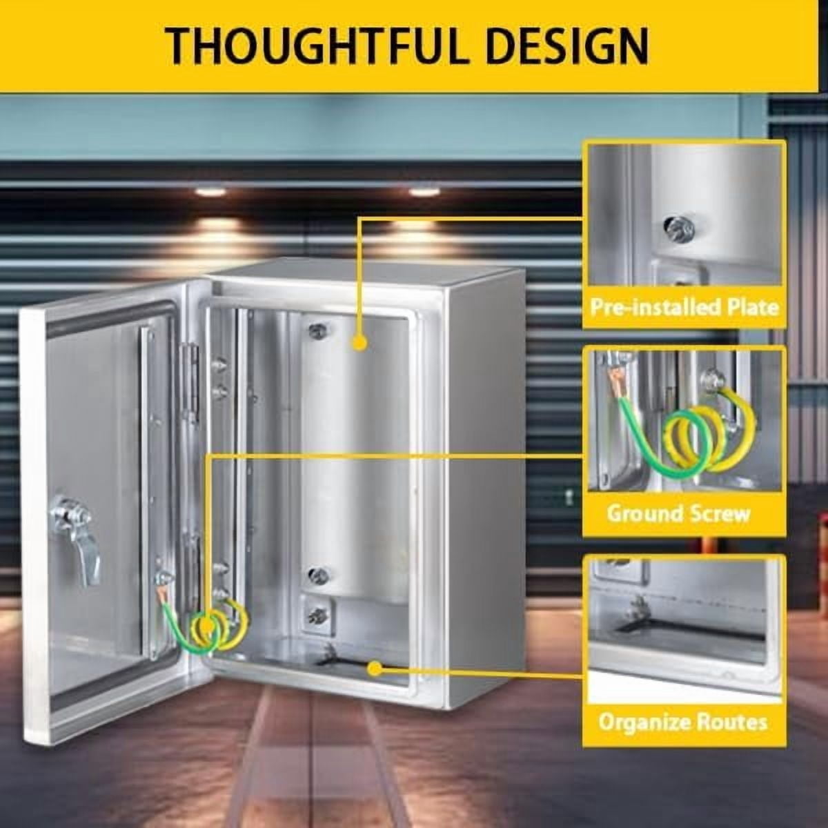 MJ-Box 12x12x8 Inch 304 Stainless Steel Electrical Enclosure - NEMA 4X, IP66 Waterproof Dustproof, Indoor Outdoor Protective Box
