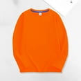 thumbnail image 2 of Dezsed Unisex Girls Cotton Long Sleeve Shirt Crewneck Sweatshirt Pullover Tops for Girls Boys Loose Plain Tunic Cute Blouse 3-4 Years Orange, 2 of 4