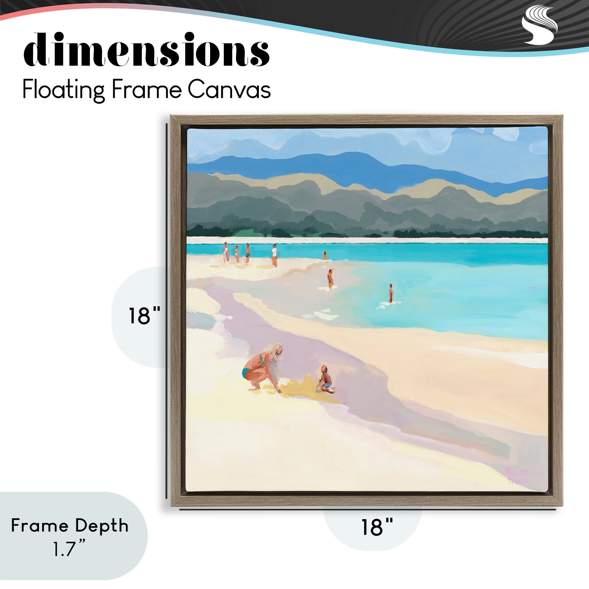 Stupell Industries Mother & Child Beach Scene Brown Framed Floater Canvas Wall Art, design by Meredith Howse
