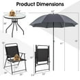 thumbnail image 3 of Costway 6 PCS Patio Dining Set Folding Chairs Glass Table Umbrella Garden Grey + Black, 3 of 11